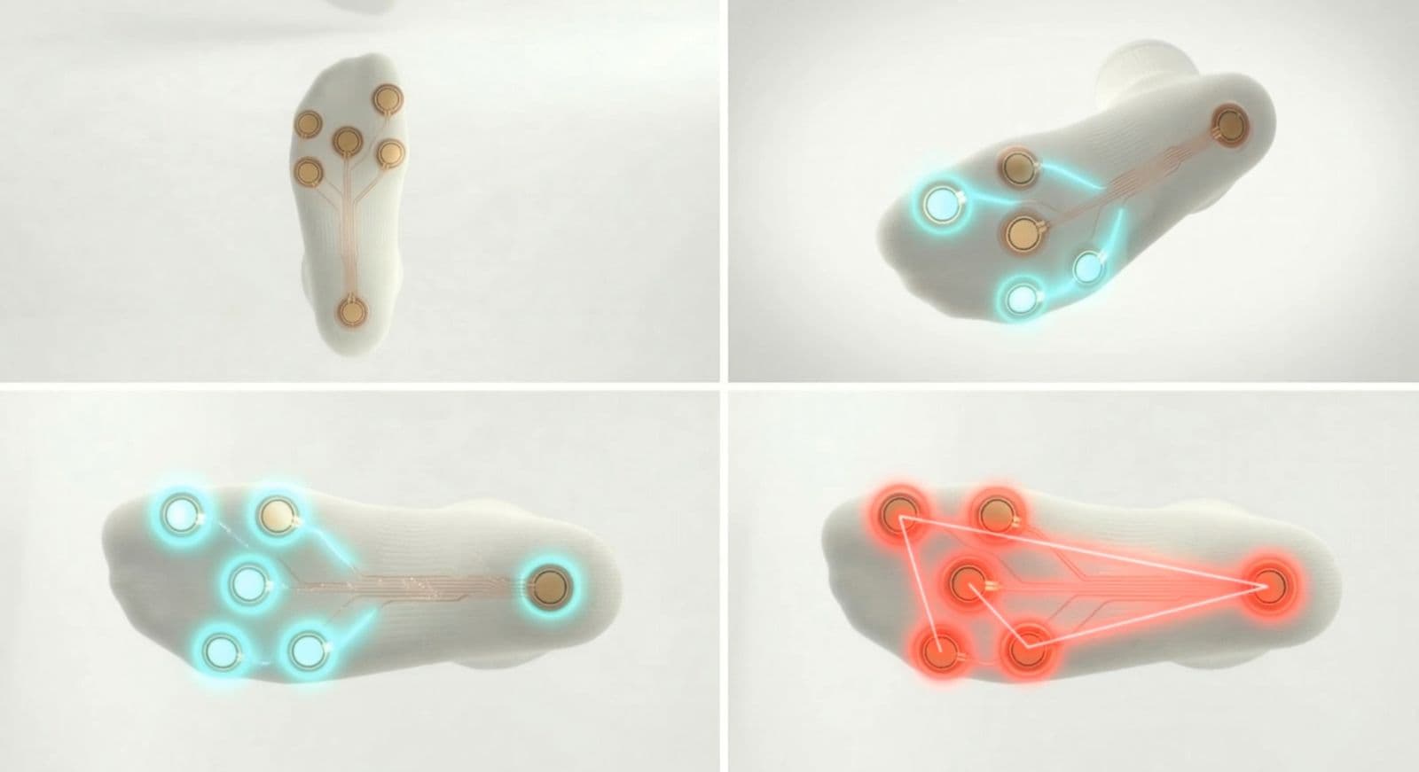 Concept render of SafeSock's pressure sensor layout across the sole